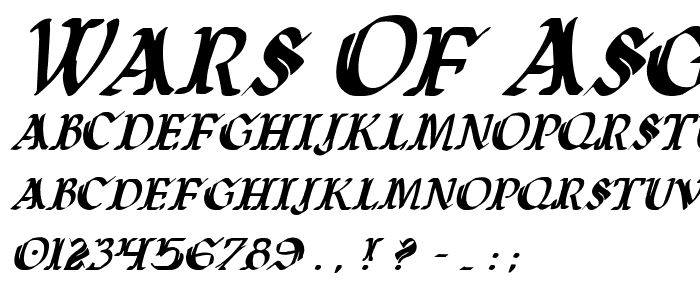 Wars of Asgard Condensed Italic font